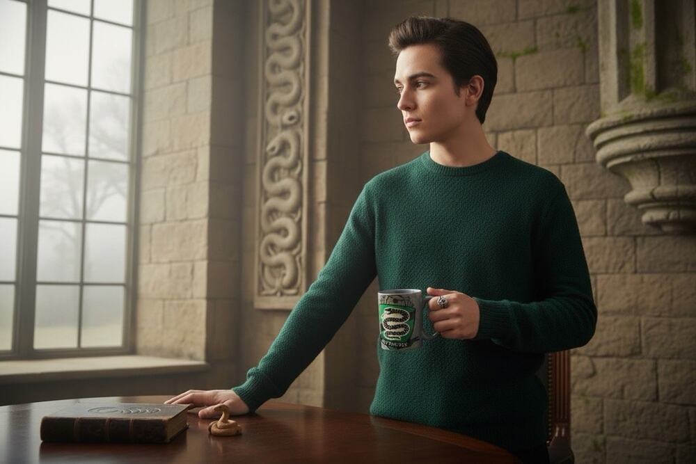 ZAK Designs Harry Potter Slytherin House 15 oz. Gray Black Green Ceramic Mug